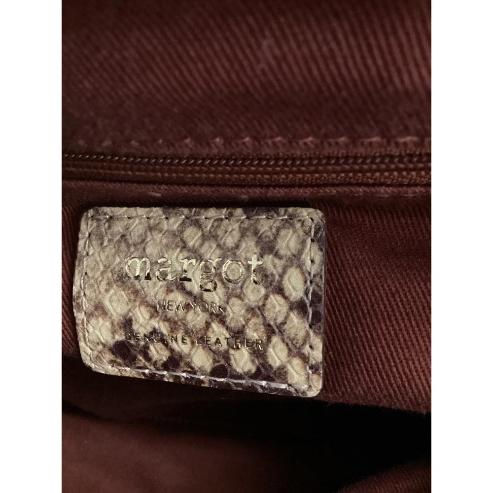 Margot New York‎ Satchel Bag Large Snakeskin Embossed Leather